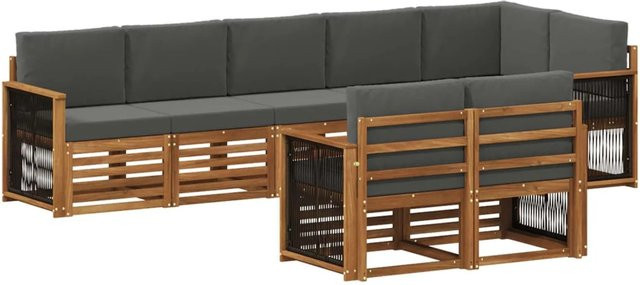 vidaXL Sofagarnitur aus Massivholz Akazie in Anthrazit Grau mit modernem Latten-Design - Bild 1