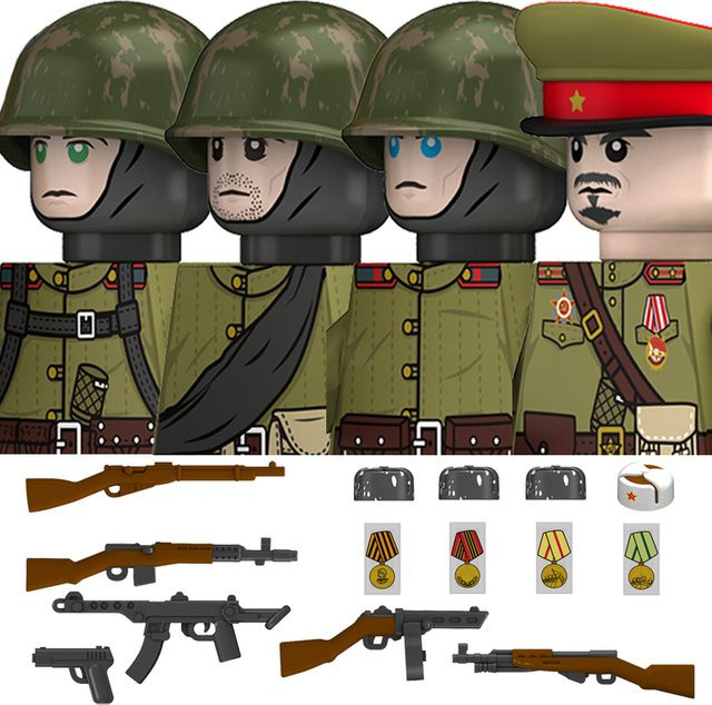 Brangdy Militär Bausteine Figuren Sowjetunion Armee Infanterie WW2 Soldaten Set in Multicolour - Bild 1