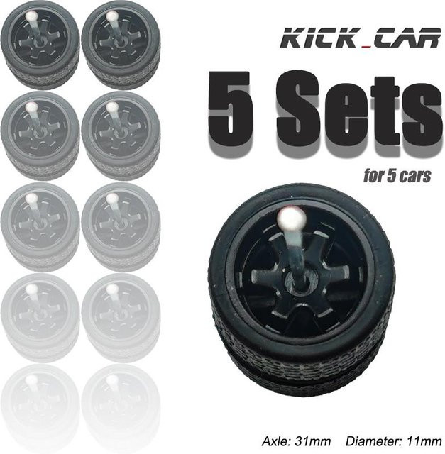 Hot Wheels Räder mit schwarzen Gummireifen und sechs Speichen, 5-teiliges Set - Bild 1