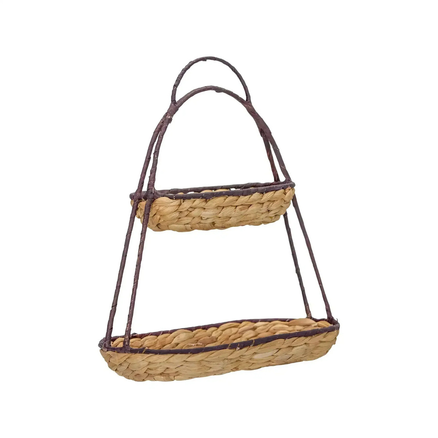 House Doctor Etagere aus Wasserhyazinthe und Eisen in Braun, 2 Ebenen, Höhe: 39,0 cm, Breite: 16,0 cm, Tiefe: 16,0 cm - Bild 1
