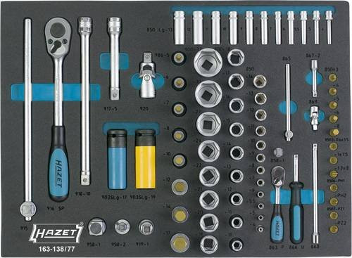 Hazet Steckschlüssel-Satz 163-138/77, 77-teiliges Werkzeug-Set mit 1/4 Zoll und 1/2 Zoll Vierkant, inkl. Außen-Sechskant-Tractionsprofil, Innen-Sechskant, TX und PH/PZ Profilen - Bild 2
