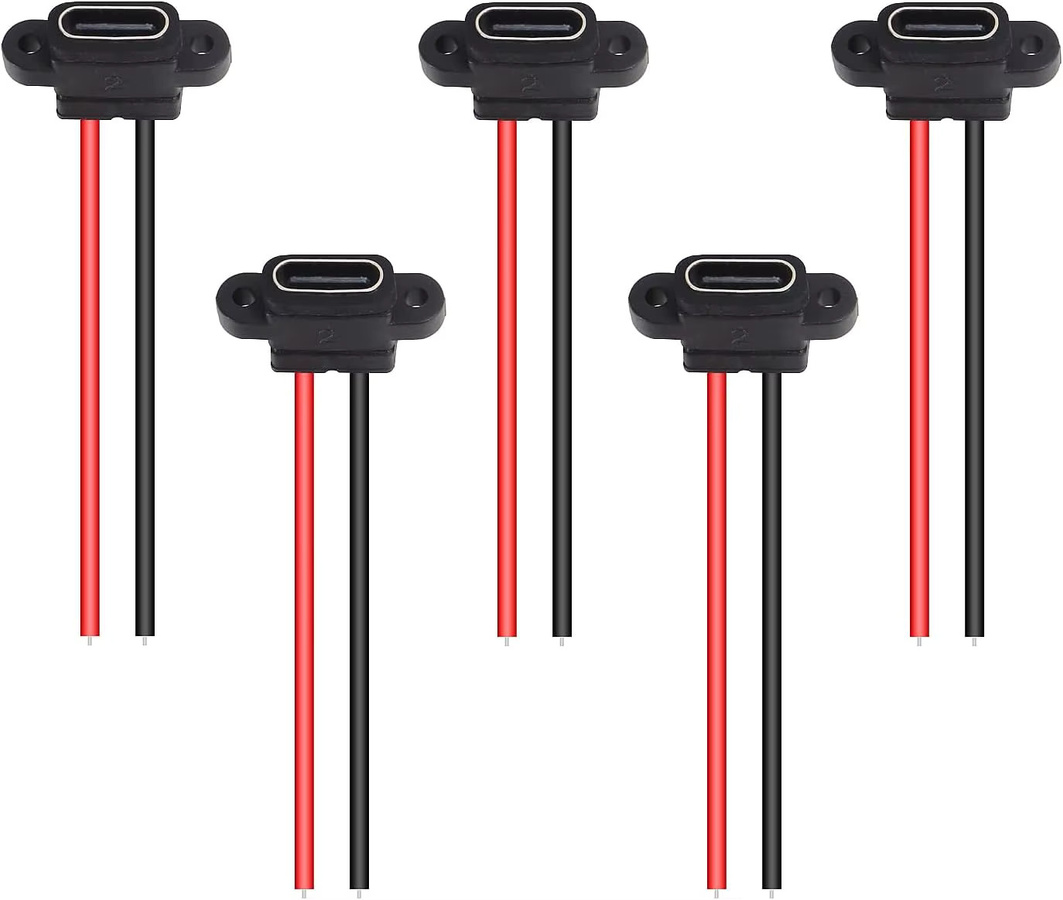 AOKIN 15 Stück USB-C 2-Pin SMD SMT Buchse Ladeanschluss mit Schraubenloch in Schwarz - Bild 5