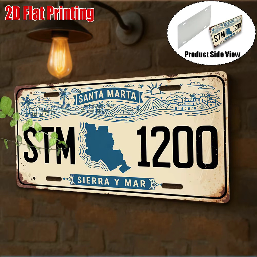 Vintage Aluminiumschild Sierra Y Mar Decor Santa Marta STM 1200 Wandkunst Multicolor B: 30,0 cm, H: 30,0 cm - Bild 3