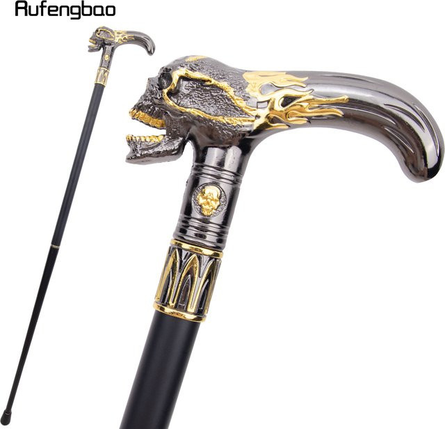 Rufengbao Gehstock, Schädelkopf, Gold, Schwarz, 92 cm - Bild 1