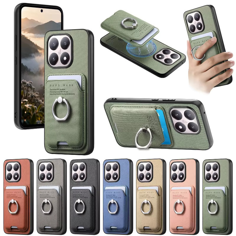 Magnetischer Anti-Rutsch-Kartenhalter und Stoßfeste Wallet-Handyhülle für Xiaomi 17T, 15T, 15 Ultra und 17 Pro Max in Schwarz oder Pink - Bild 5
