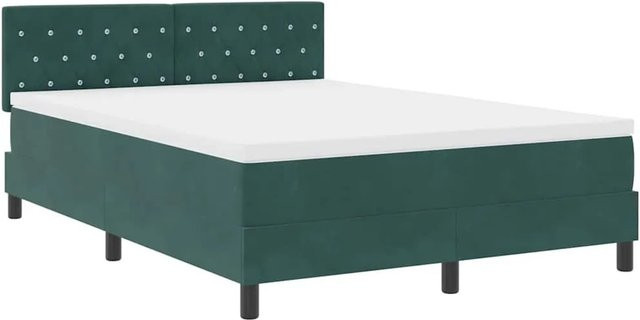 vidaXL Boxspringbett mit Matratze aus Stoff in Dunkelgrün, B/T: 140 x 200 cm - Bild 1