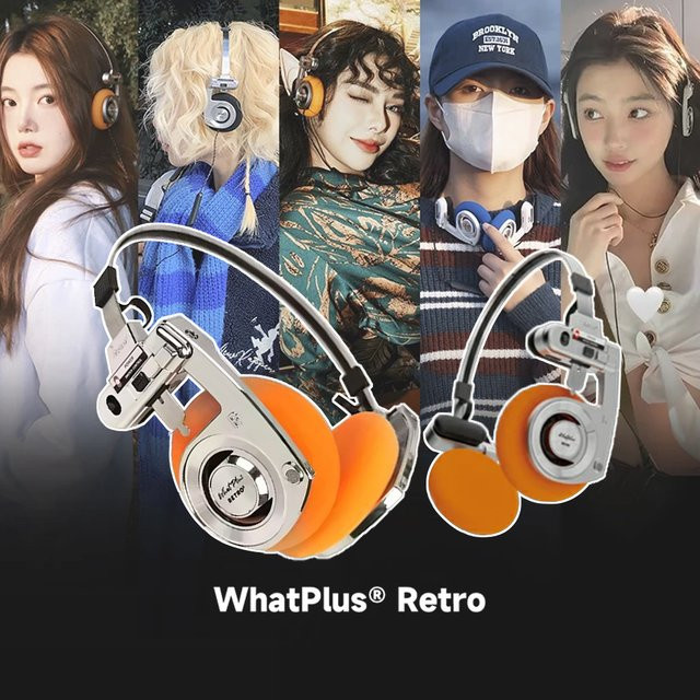 WhatPlus RETRO R3 Bluetooth On-Ear Kopfhörer mit 40mm dynamischem Treiber in Silver und Orange - Bild 1