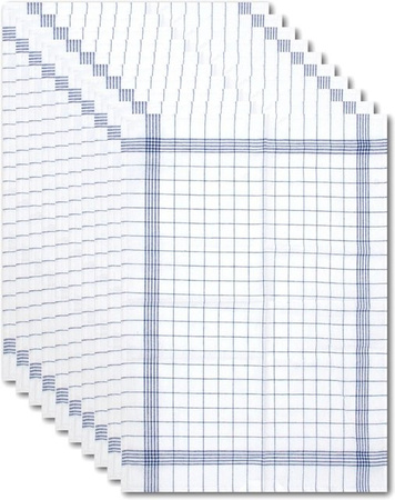 Dyckhoff Geschirrtuchset Karo Blau aus Halbleinen, 10-teilig, B: 50 cm, H: 70 cm