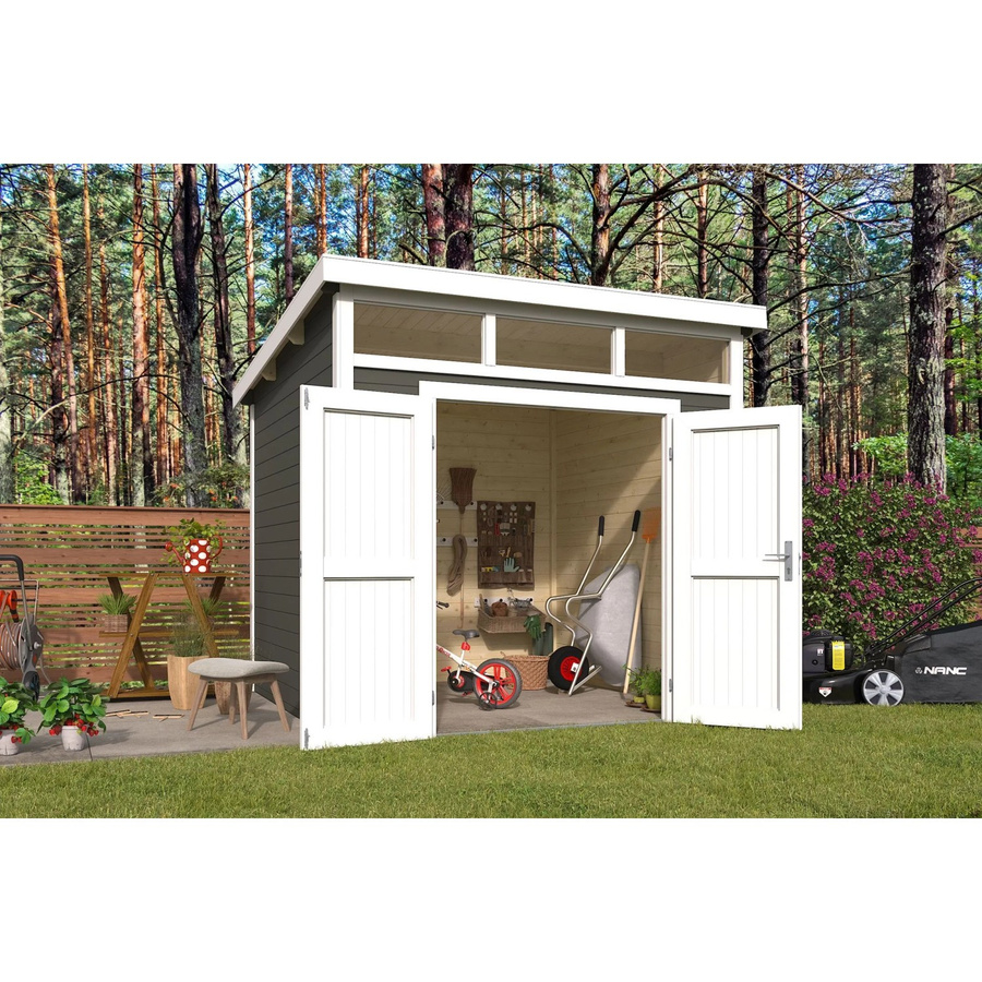 Lasita Gartenhaus Kibo in Grüngrau mit Außenmaßen von Breite: 270 cm, Höhe: 245,1 cm, Tiefe: 273,8 cm - Bild 3