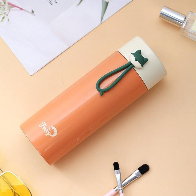 Moderne Thermoskanne aus Edelstahl mit kreativem Seil von Yiran Furniture, isolierter Wasserbecher für das Büro, 350 ml, Blau und Orange - Bild 1