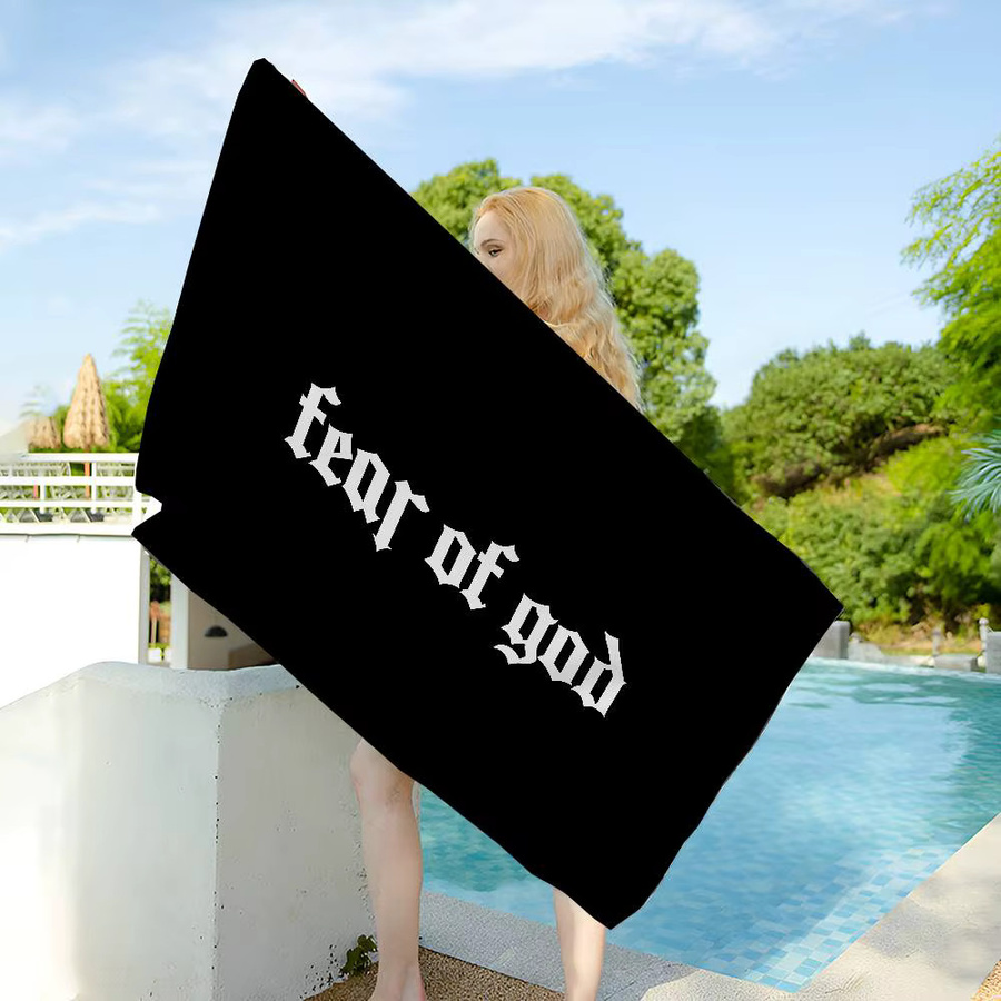 Fashion E-Essentials F-Fear Of God Strandtuch aus Mikrofaser in Schwarz für Yoga, Schwimmen und Resort - Bild 6