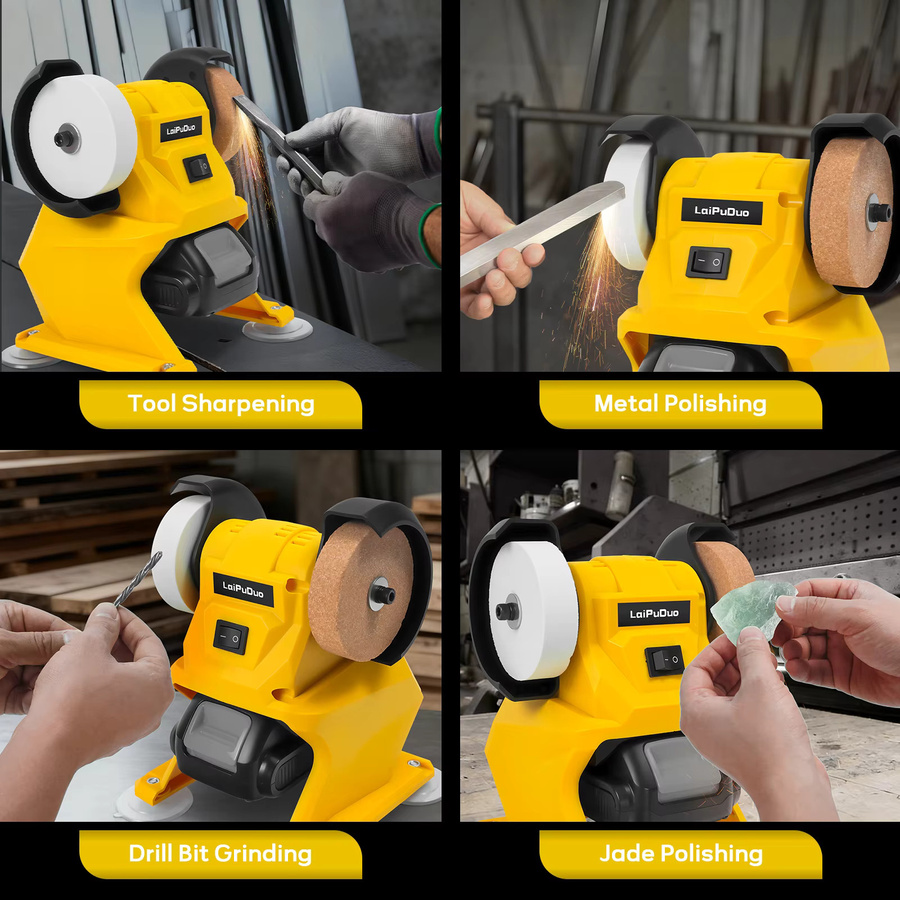 DeWalt Kabelloser elektrischer Tischschleifer in Gelb mit 5500 U/min und Doppelschleifscheiben für DIY-Messerschärfung und Rostentfernung, kompatibel mit 20V Akku - Bild 7