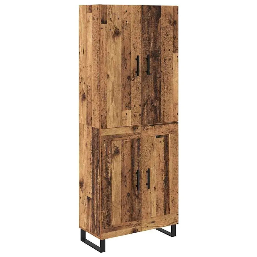 vidaXL Highboard 2-teilig aus Altholz und Glas in Braun, B/T/H: 180 x 40 x 69,5 cm - Bild 2