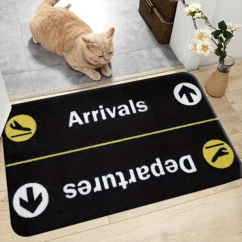 VIKAMA Minimalistischer Teppich mit Flugzeug- und Parkschild-Motiv in Schwarz, B/T: 60 x 40 cm - Bild 4