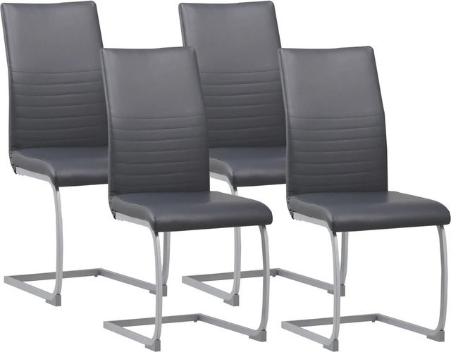 Albatros MURANO Freischwinger 4er Set in Grau mit Kunstleder-Bezug und Stahlgestell - Bild 1