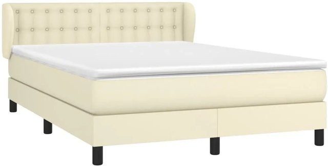 vidaXL Boxspringbett mit Matratze in Beige, Hybrid-Design mit Taschenfederkern und Kunstleder, B/T: 140 x 200 cm - Bild 1