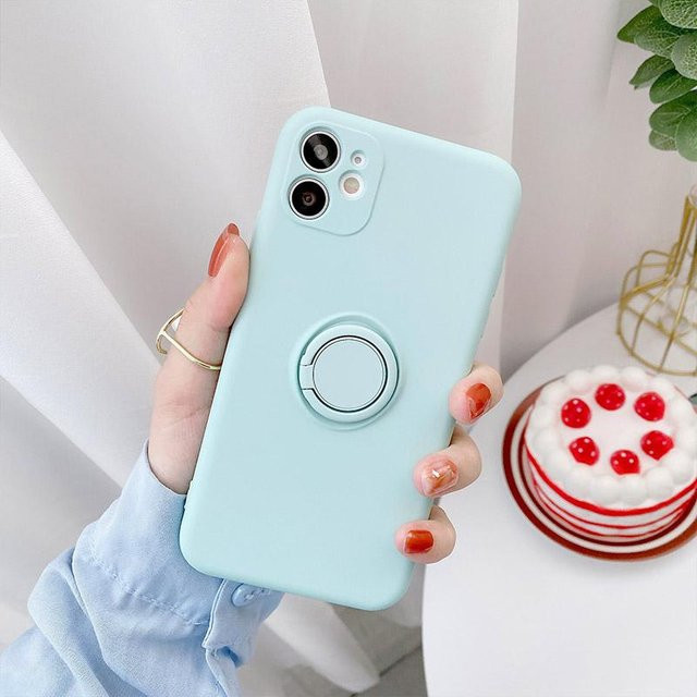 Samsung Handyhülle mit Ringhalter aus weichem TPU für Galaxy S24 Ultra S23 S22 S21 Plus A13 A52 A53 A54 A14 5G in Minzgrün - Bild 1