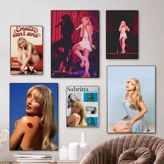 Vintage Poster Fashion Singer S-Sabrina C-Carpenter in Multicolour als Retro Kunstwerk auf Papier - Bild 1