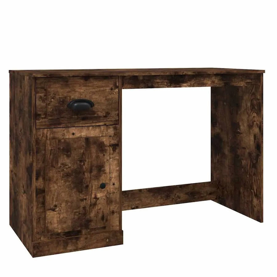 vidaXL Schreibtisch mit Schublade in Räuchereiche, moderner Arbeitstisch für Büro und Wohnraum, B/T/H: 115 x 50 x 75 cm - Bild 2