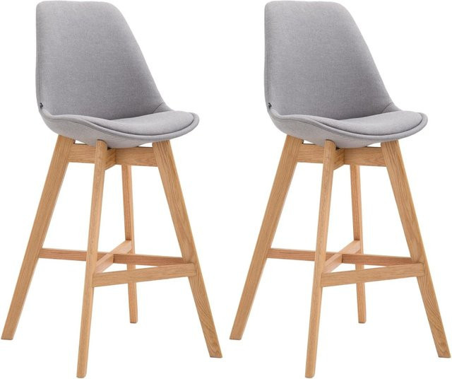 2er Set DELUKE Barhocker DUMIR in Grau mit Lehne aus Stoff, B/T/H: 48 x 56 x 112 cm - Bild 1