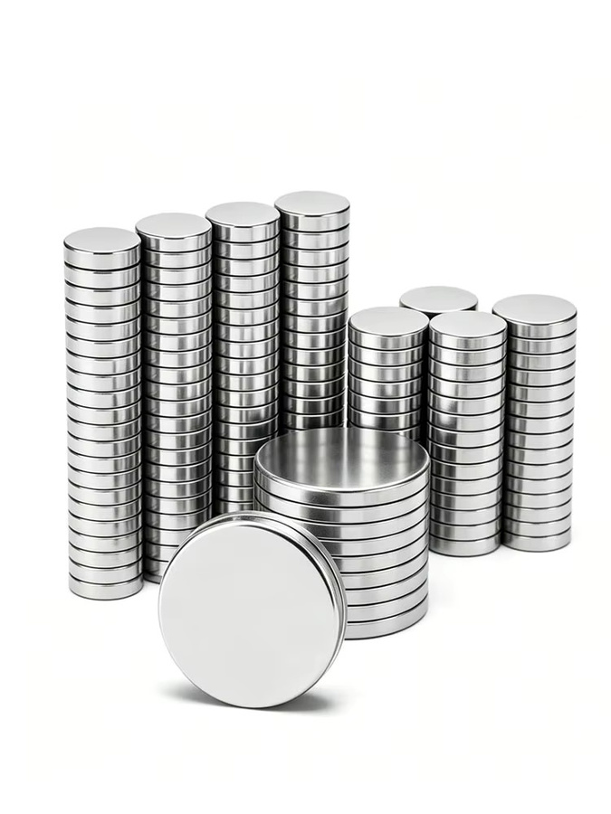Runde Neodym Magneten N35 Superstark aus Metall in Silber für Büro und Kühlschrank - Bild 1