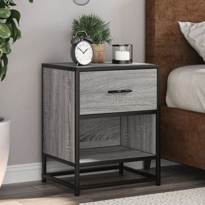 Nachttisch Vidaxl in Grau im Industrial Design aus Holzwerkstoff, B/T/H: 40 x 31 x 50 cm - Bild 1