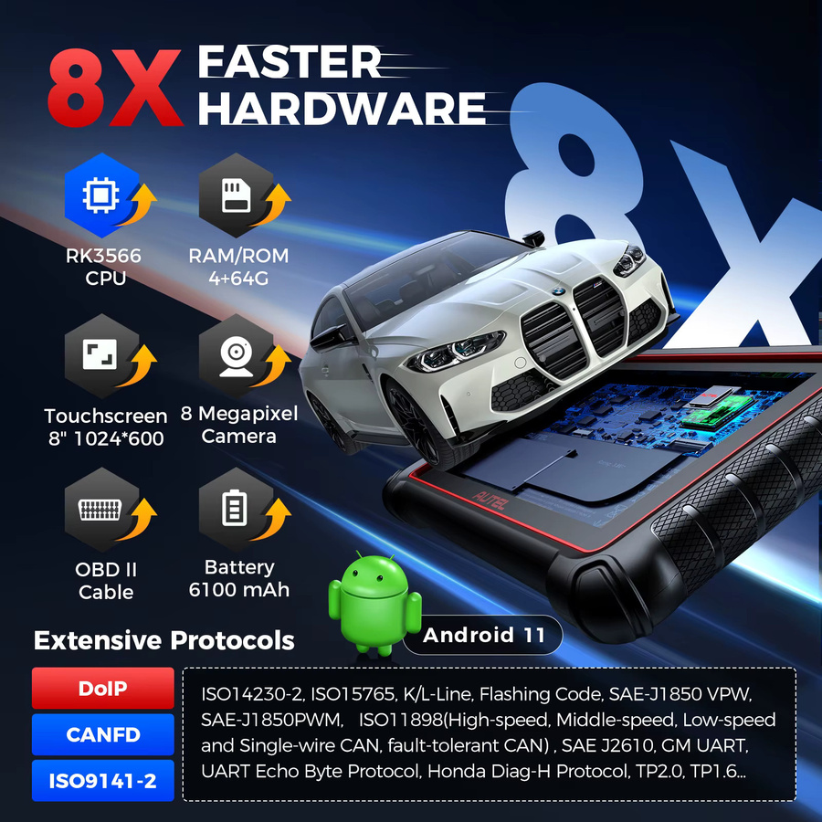 Autel MaxiCOM MK900 Diagnosetool in Schwarz: 8-Zoll bidirektionaler OBD2-Scanner mit CAN FD und DoIP für automatisches Diagnose-Upgrade - Bild 4