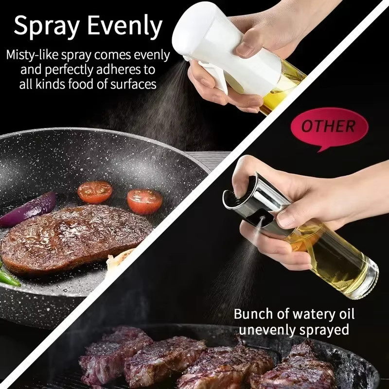 Ölspray-Sprühflasche aus Glas in Schwarz für Küche, BBQ und Camping, rund - Bild 2