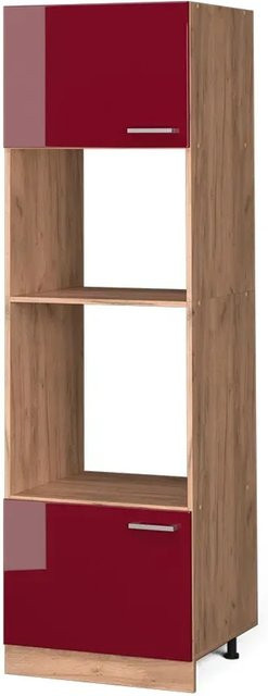 Vicco Mikrowellenumbauschrank R-Line Küchenschrank in Bordeaux mit Goldkraft-Details, Breite: 60 cm - Bild 2