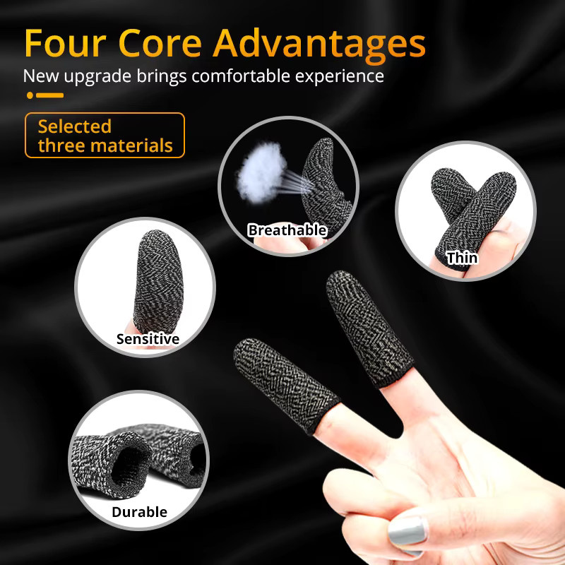 Abay Gaming Fingerlinge in Schwarz – Atmungsaktive Anti-Schweiß Touchscreen Handschuhe für mobiles Gaming - Bild 5