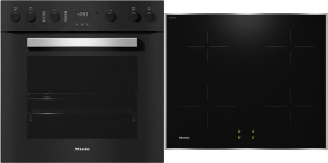 Miele TwinSet Comfort Induktions-Herdset bestehend aus H 2459 I und KM 7061 FR in Obsidianschwarz und Edelstahl - Bild 1