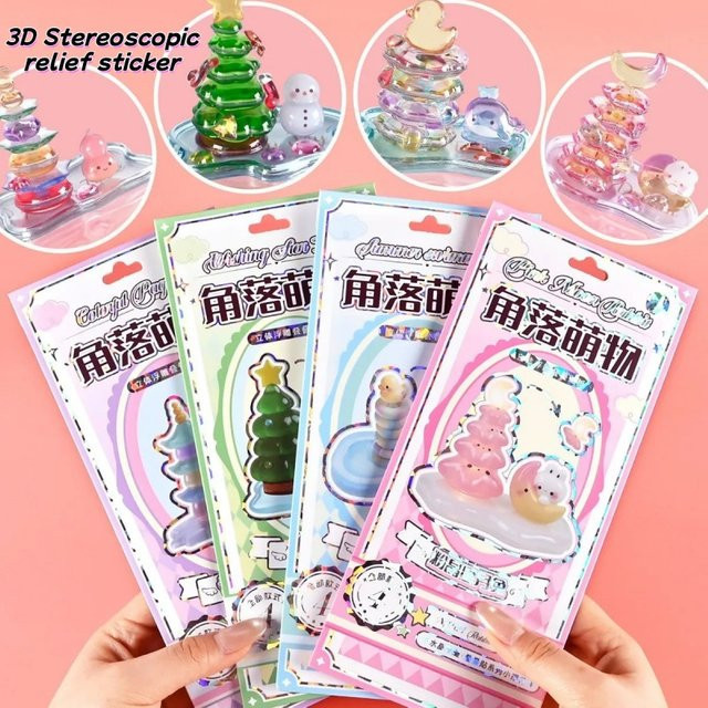JIERAN 3D Solid Relief Aufkleber, Stapelbare Sticker, Cartoon, Multicolour - Bild 1