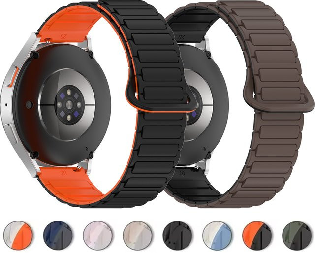 Fossil Uhrenarmband, Silikon, Magnetschlaufe, 22 mm, Schwarz, Multicolour - Bild 1