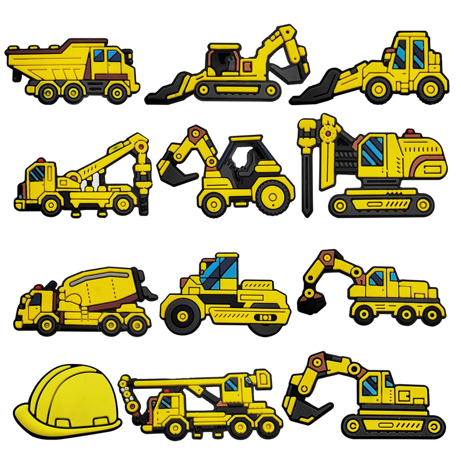 Potdemiel Cartoon-Schuhzubehör-Set, technische Fahrzeuge, 12-teiliges Set - Bild 3