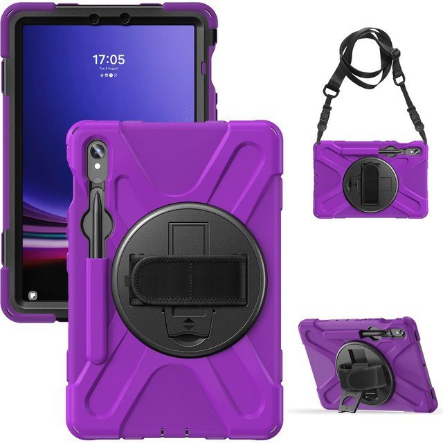 Robuste Universal Schutzhülle für Samsung Galaxy Tab S10 Lite S9 FE S8 S7 mit Ständer Funktion in Violett - Bild 1