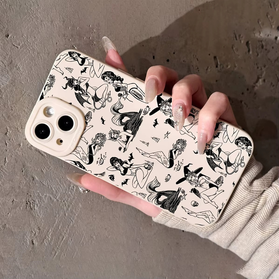 Schutzhülle mit Creative Witch Bat Print Angel Eyes für iPhone 17, 16, 15, Plus, Pro, Max Series in Beige und Multicolour - Bild 3