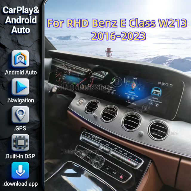 YANFU Android Auto und CarPlay Radio für Mercedes Benz E-Klasse W213 (2016-2023) mit 12,3 Zoll Digitalbildschirm, Navigation, 4G und WLAN, Schwarz - Bild 1