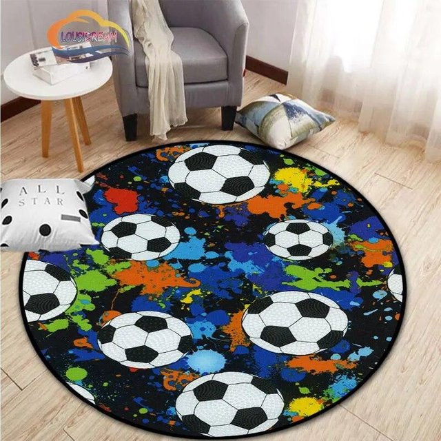 Runder Fußball-Teppich mit Cartoon-Motiv von Magic Zhu, waschbar und rutschfest, Durchmesser: 80 cm - Bild 1
