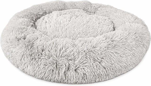 Relaxdays Hundebett Donut aus Mikrofaser in Grau, rutschfest und mit abnehmbarem Bezug, Durchmesser: 100 cm - Bild 1