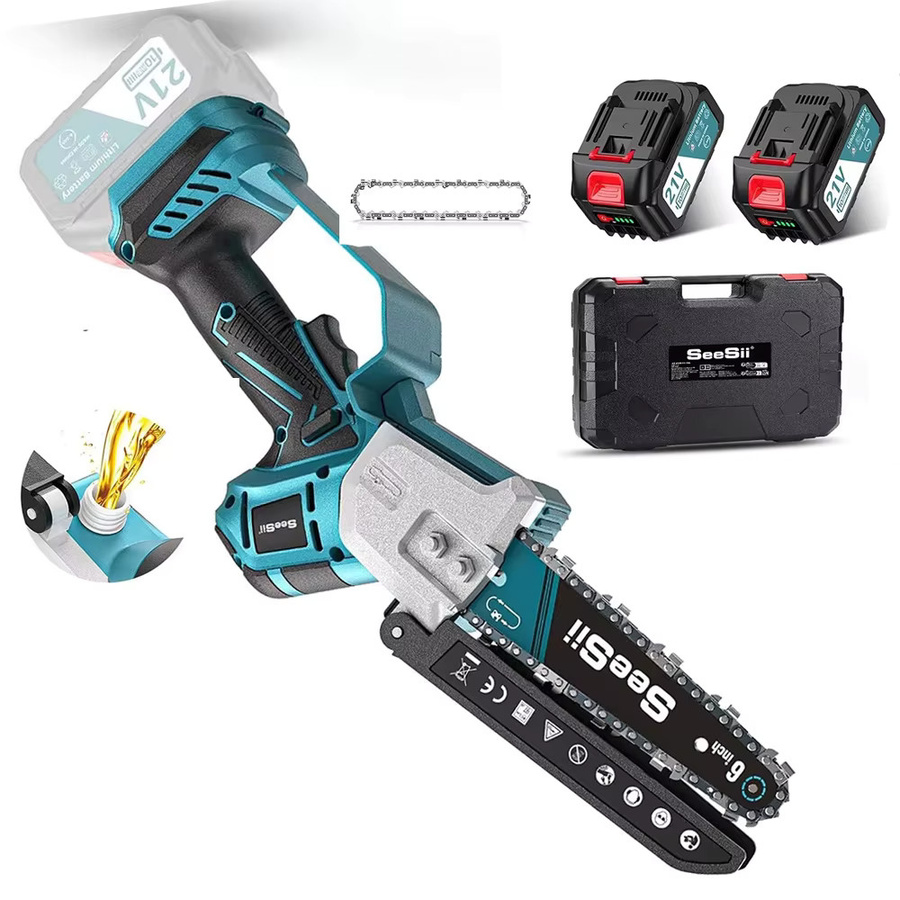 Seesii Kabellose bürstenlose 6-Zoll-Elektrokettensäge in Blau für Makita 18V LXT Akkus - Bild 6