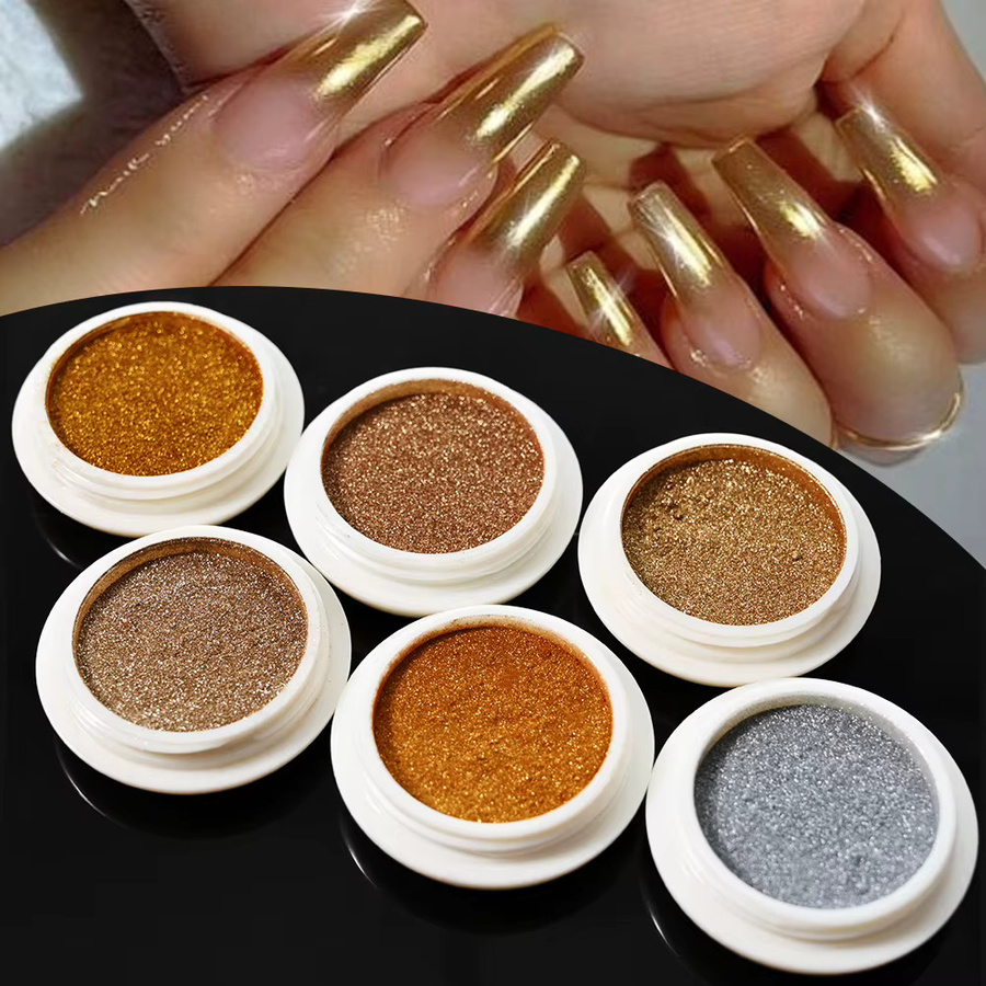MingLee Nageldekorations-Puder, Metallic, Gold-Silber, 6-teilig - Bild 2