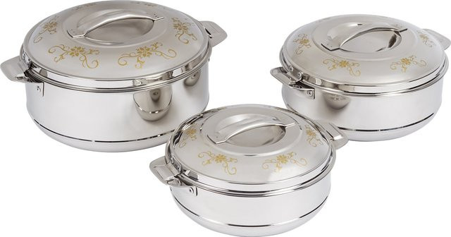 Thermoschüssel Galant von Genialo aus Edelstahl in Silber und Gold mit floralem Design - Bild 1