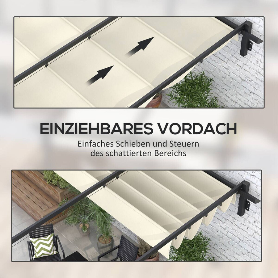 Outsunny Pergola Pavillon mit verstellbarem Dach in Beige/Weiß, B/H/L: 300 x 230 x 300 cm - Bild 3