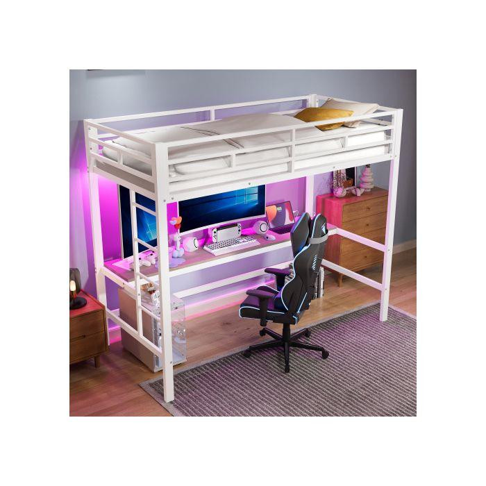 MUVOE Hochbett für Kinder aus Metall in Weiß, B/T: 90 x 200 cm - Bild 2