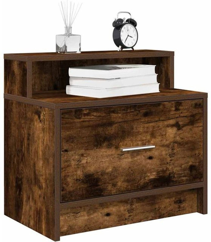 Nachttisch mit Schublade von vidaxl in Räuchereiche Braun im Industrial Design, B/T/H: 51 x 31 x 47 cm - Bild 1