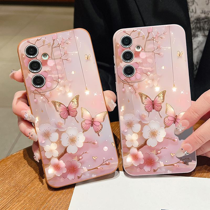 Samsung Galaxy Handyhülle aus weichem Silikon mit Schmetterlingsblumen-Druck für verschiedene Modelle - Bild 2