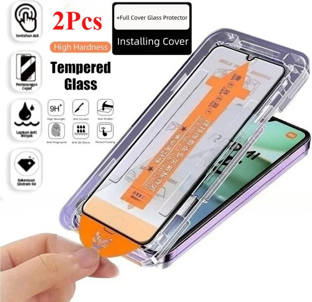 2er-Set Gehärtetes Glas Display Schutzfolie für Xiaomi Redmi A5, A4, 15C, 14C und 14R, Transparent, Staubfreie Vollabdeckung mit 9H Härtegrad - Bild 1