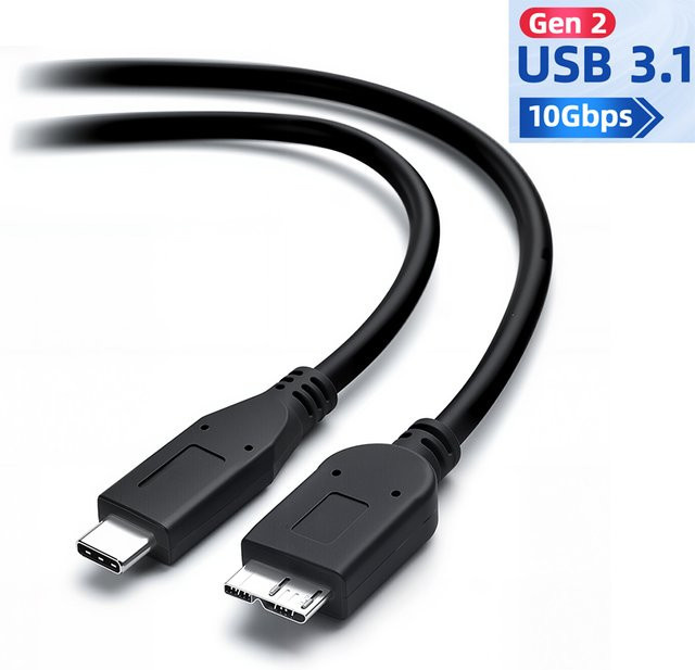 Seagate USB C auf Micro B USB 3.1 Datenkabel für tragbare Festplatten, Grau - Bild 1