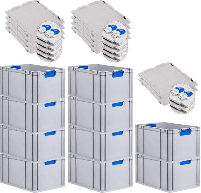 PROREGAL Spar Set 10x Eurobox Nextgen Color mit Scharnierdeckel und Schiebeschnappverschlüssen in Blau, H x B x T: 32 x 40 x 60 cm - Bild 1