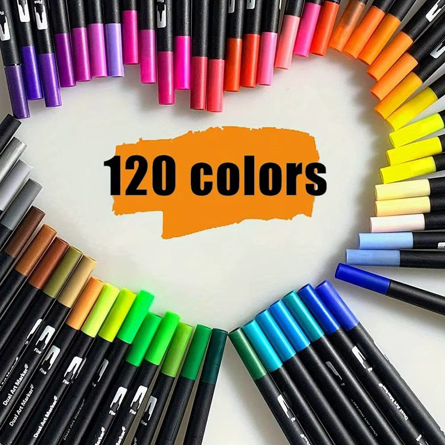 120 Farben Aquarellstift-Set mit zwei Spitzen in Multicolour für Schule und Büro zum Zeichnen und Skizzieren - Bild 3